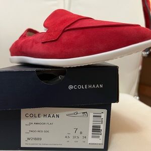 GA Amado flat by Coke Haan in Tango red suede. Size 7.